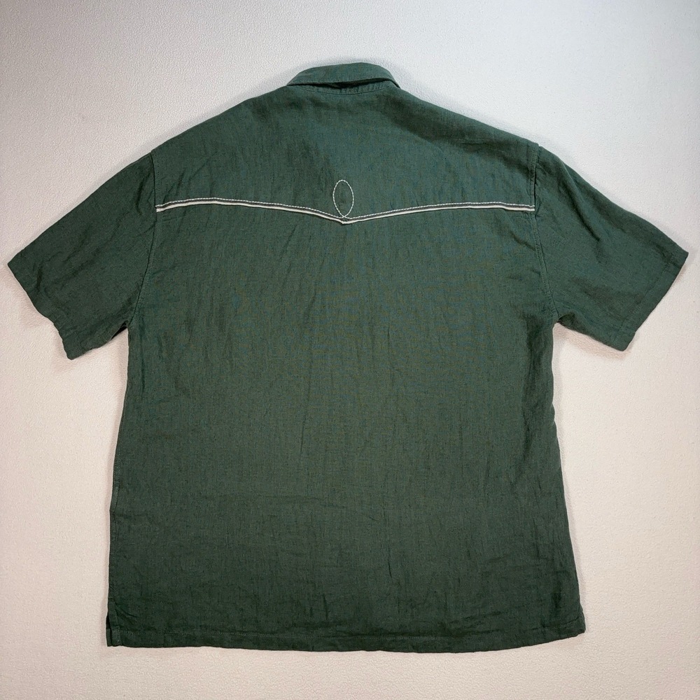 Abercrombie & Fitch Summer Linen Blend Shirt‎ Men's XL Green Pockets Embroidery - Picture 7 of 15